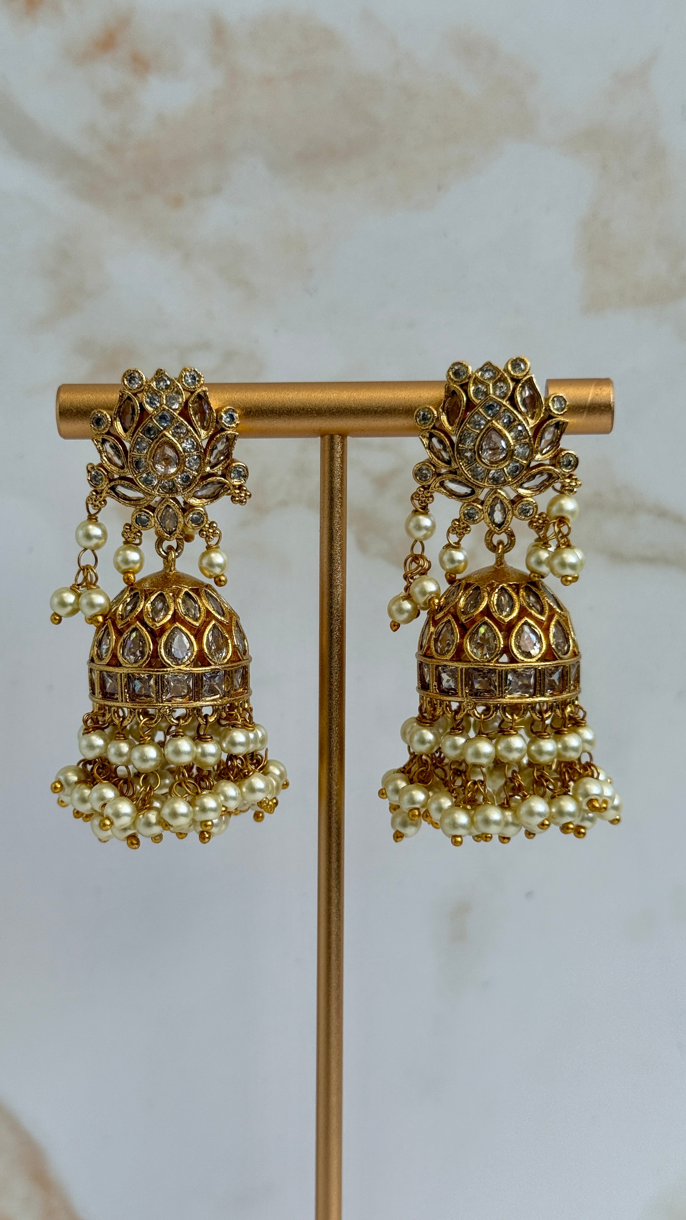 Premium White Lotus Jhumka